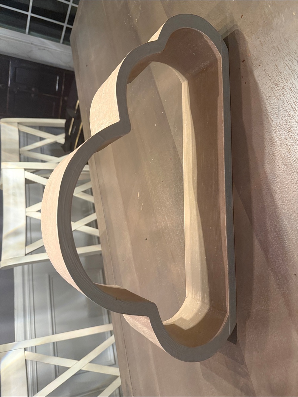Hobby Lobby Wooden Cloud shelf in Natural Wood and Gray